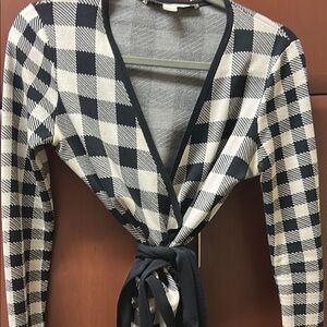 Diane Von Furstenberg Black and Cream Knit Cardigan